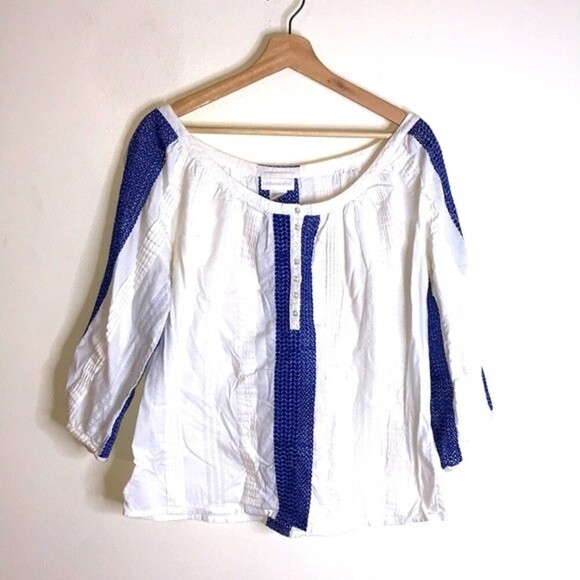 Soft surroundings ladies off the the shoulder lightweight lattice detail blouse - Picture 1 of 11